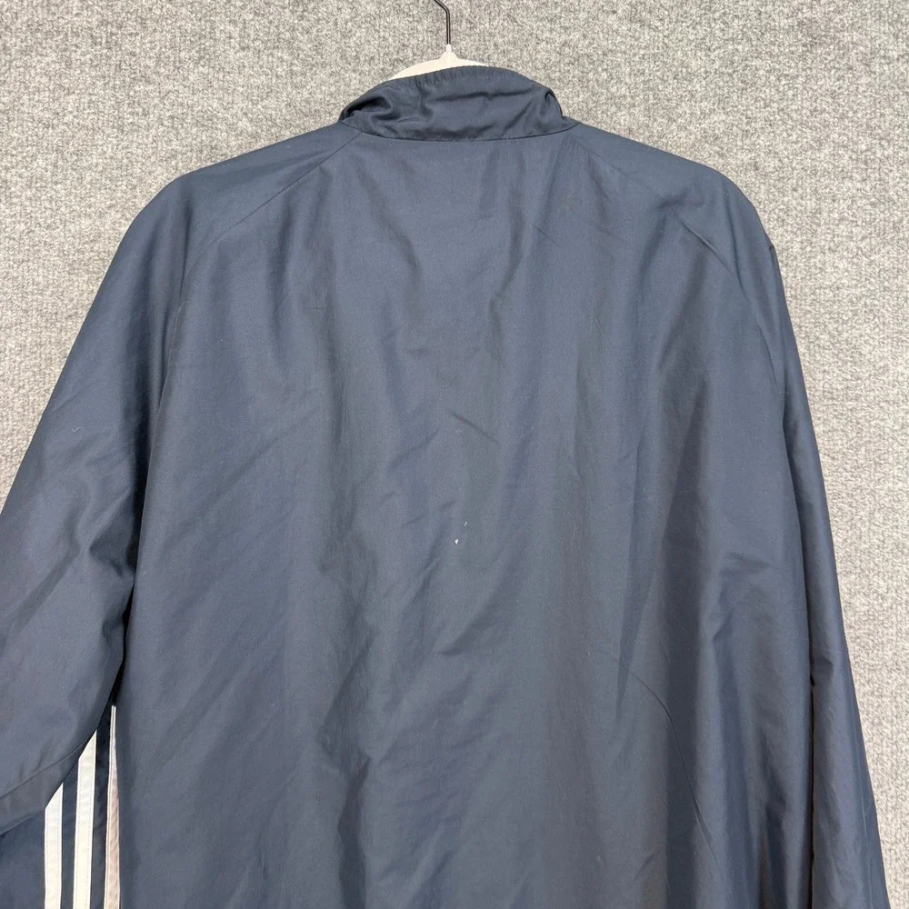 Adidas‎ Windbreaker Jacket Men Large Navy Blue Three Stripe Full Zip Up Y2K